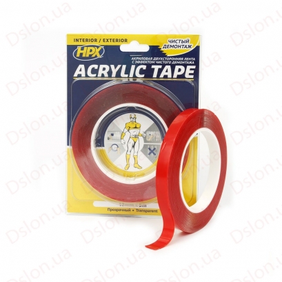 TT1205 Стрічка двостороння ACRYLIC TAPE 12 мм х 5м прозора (блістер)