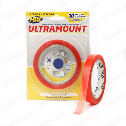 UM1510 Стрічка двостороння ULTRA MOUNT 15 мм х 10м прозора (блістер)