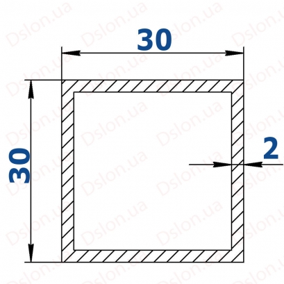 Профіль алюмінієвий квадратний 30*30*2,0