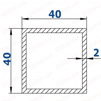 Профіль алюмінієвий квадратний 40*40*2,0