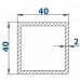 Профіль алюмінієвий квадратний 40*40*2,0 Анод 0