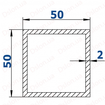 Профіль алюмінієвий квадратний 50*50*2,0
