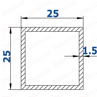 Профіль алюмінієвий квадратний 25*25*1,5 Анод