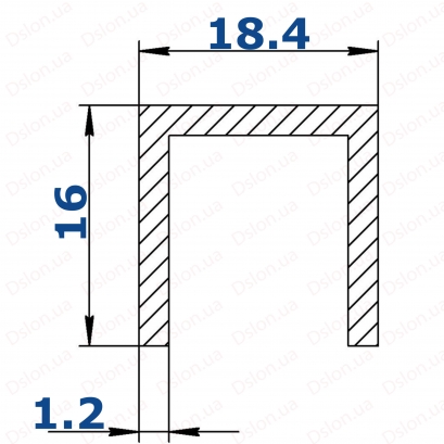 Профіль алюмінієвий П-подібний  16*18,4*16*1,2 Анод