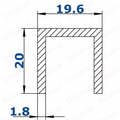 Профіль алюмінієвий П-подібний  20*19,6*20*1,8 Анод
