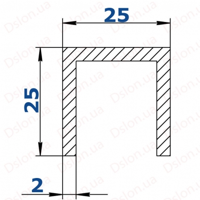 Профіль алюмінієвий П-подібний  25*25*25*2,0