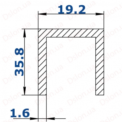 Профіль алюмінієвий П-подібний  35,8*19,2*35,8*1,6  Анод