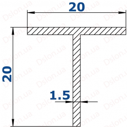 Профіль Т-подібний 20*20*1,5 Анод