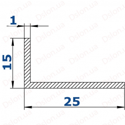 Профиль алюминиевый Уголок 15*25*1,0 Анод