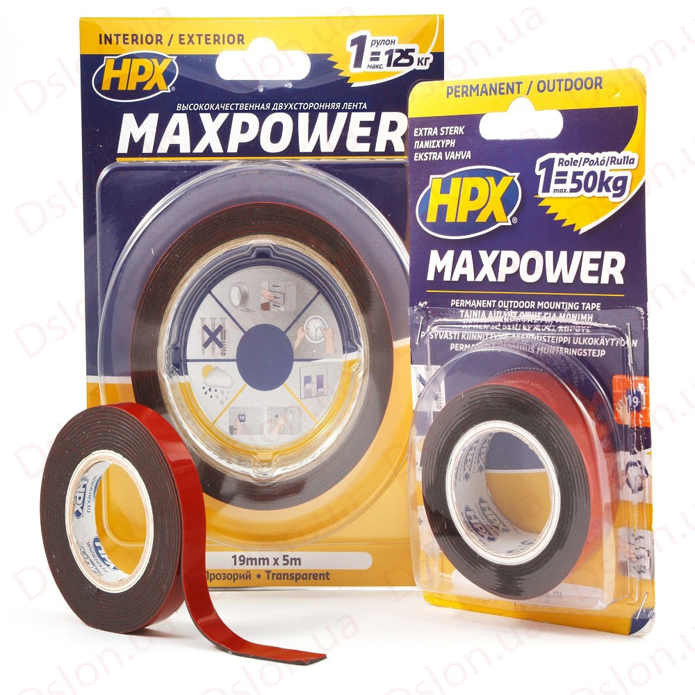 ОТ0905  Стрічка двостороння МAXPOWER 9 мм х 5 м чорна (блістер)-1