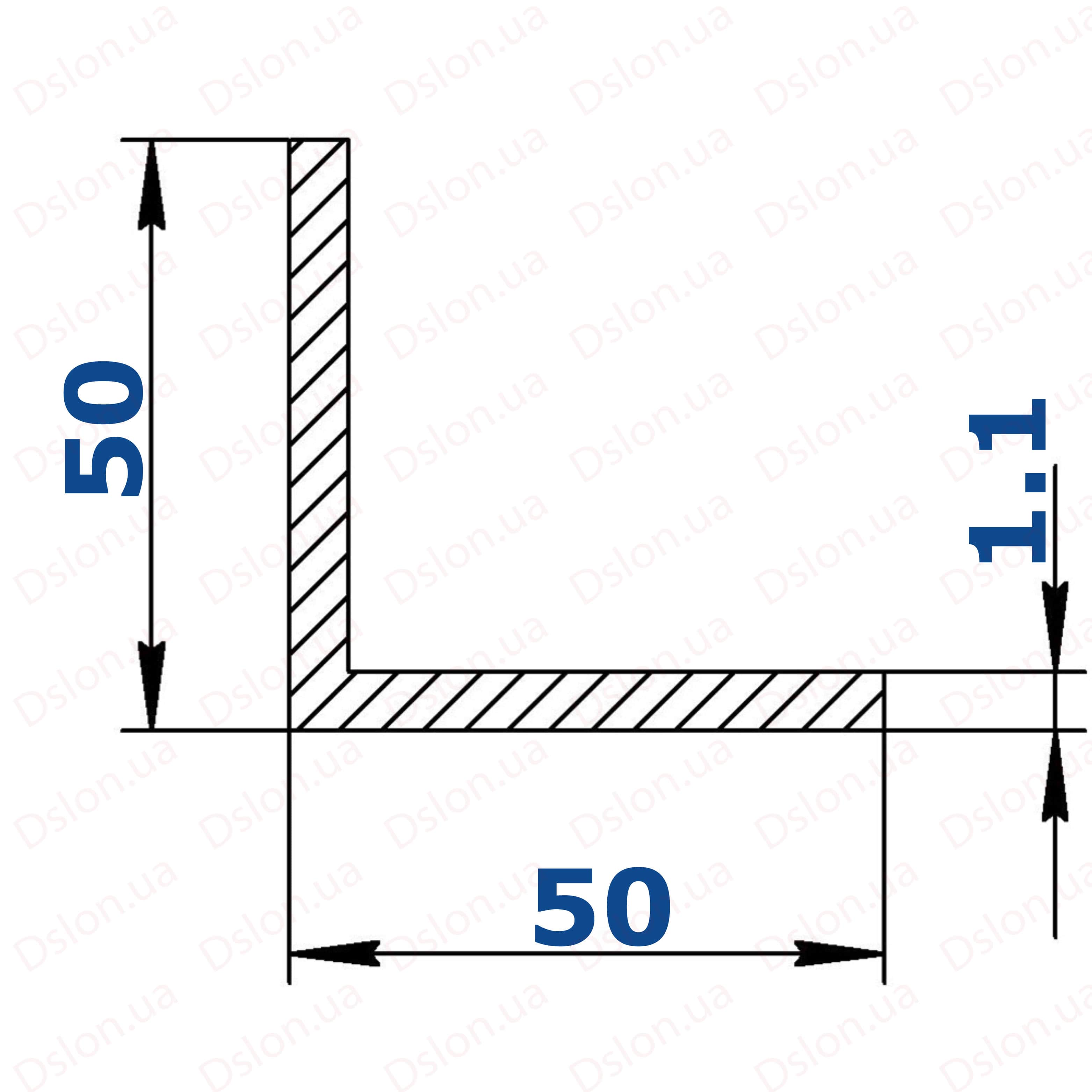 Профіль оцинкований L-подібний 50х50х1,1 (по 3 метри)-0